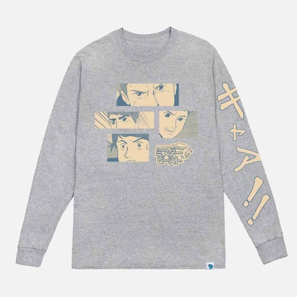 Mr Beast Anime Gaming Long‎ Sleeve Tee, Adult Size Medium